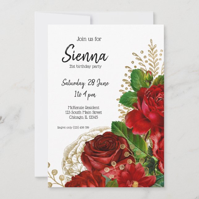 Invitación Flores modernas de Moda de vidrio para todas las o (Anverso)