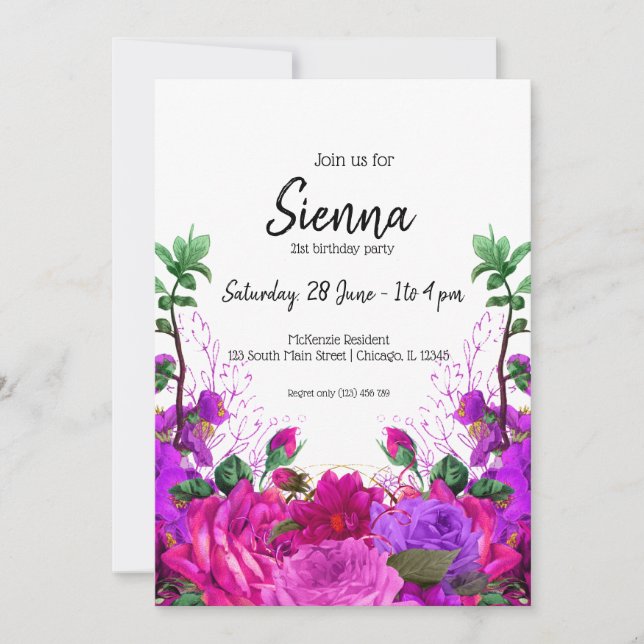 Invitación Flores modernas de Moda de vidrio para todas las o (Anverso)