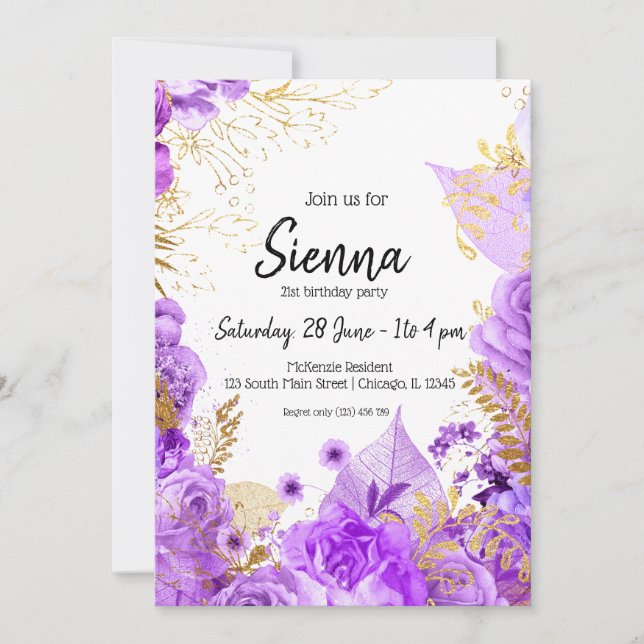 Invitación Flores modernas de Moda de vidrio para todas las o (Anverso)