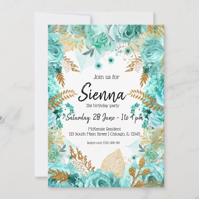 Invitación Flores modernas de Moda de vidrio para todas las o (Anverso)