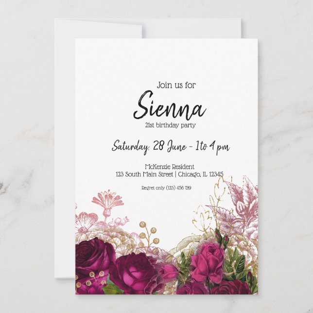 Invitación Flores modernas de Moda de vidrio para todas las o (Anverso)