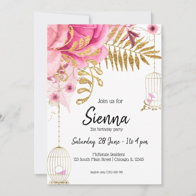 Invitación Flores modernas de Moda de vidrio para todas las o (Anverso)