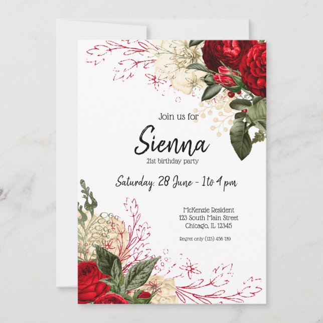 Invitación Flores modernas de Moda de vidrio para todas las o (Anverso)