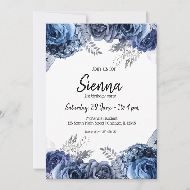 Invitación Flores modernas de Moda de vidrio para todas las o (Anverso)