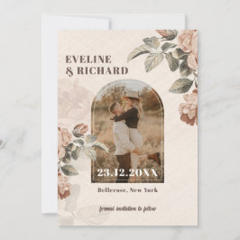 Invitación Flores modernas de terracota arco salvia hojas ver