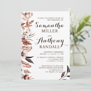 Invitación Flores modernas Feathers Foilage Wedding Invitació