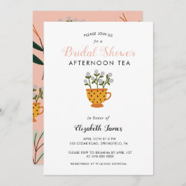 Invitación Flores modernas Fiesta de té con ducha de novia