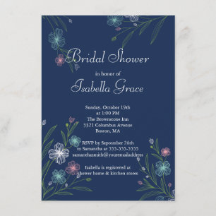 Invitación Flores modernas invitan a la ducha de novia con fl