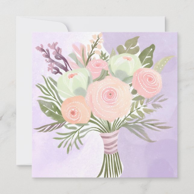 Invitación Flores Moradas (Anverso)