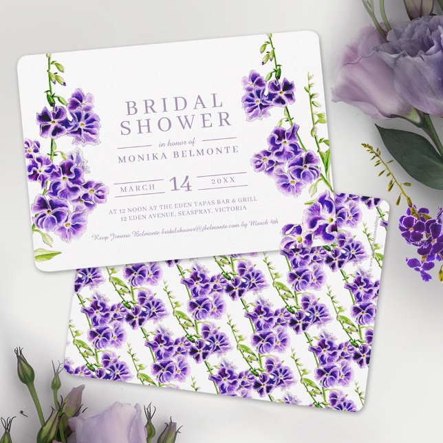 Invitación Flores moradas acuarela ducha de novia (Subido por el creador)