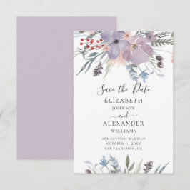 Invitación Flores moradas acuarelas. Boda floral de Lilac