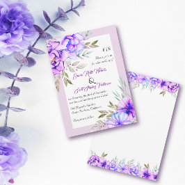 Invitación Flores moradas acuáticas boda de lilo floral