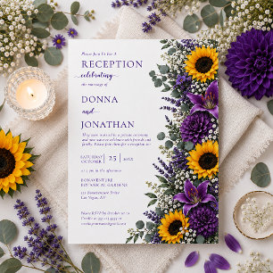 Invitación Flores Moradas Amarillas Girasoles Solo Recepción