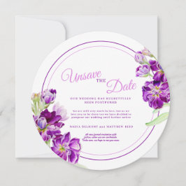 Invitación Flores moradas boda no guardar la ronda de fechas