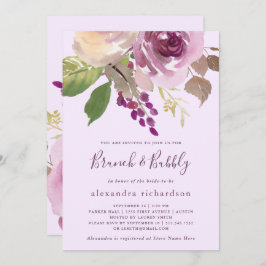 Invitación Flores moradas de bonito | Brunch y Bubbly