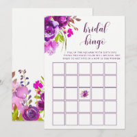 Flores moradas de bonito | Juego de Bingo Bridal S