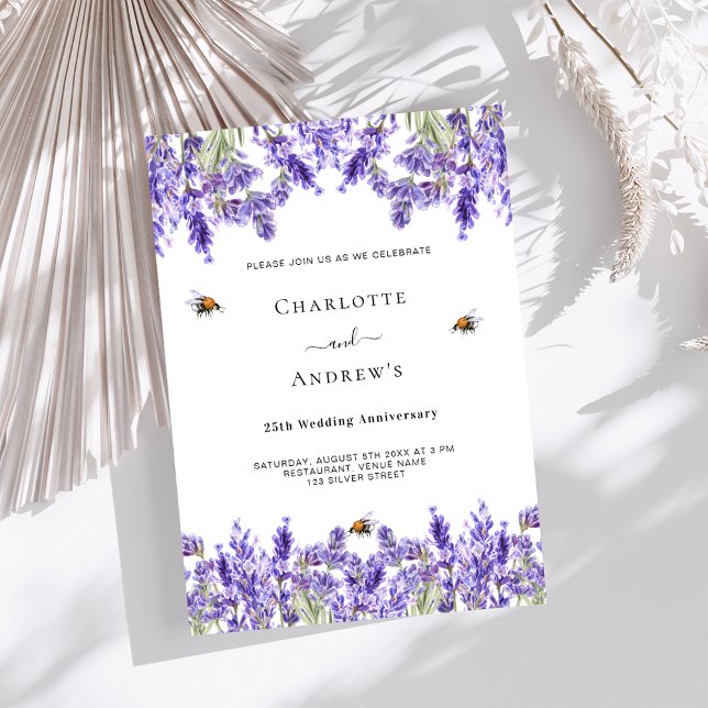 Invitación Flores moradas de lavanda 25 años de boda (Subido por el creador)