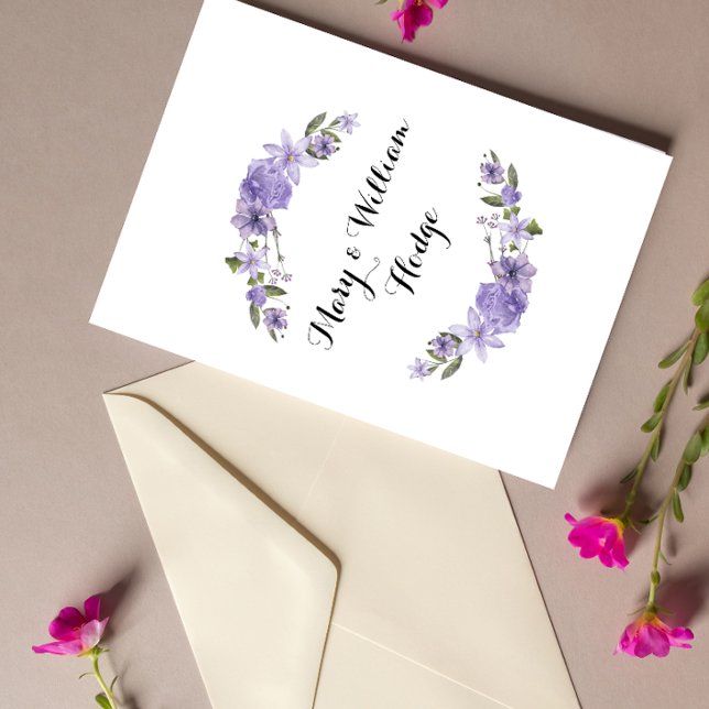 Invitación Flores moradas de lavanda 50 aniversario boda (Subido por el creador)