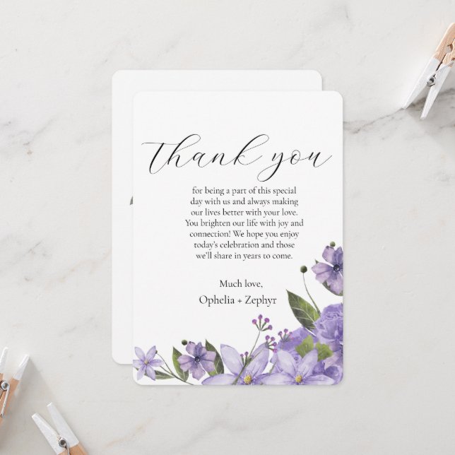 Invitación Flores moradas de lavanda 50° boda Gracias (Anverso/Reverso In Situ)