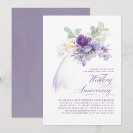 Invitación Flores Moradas de Lavanda para Boda y Aniversario