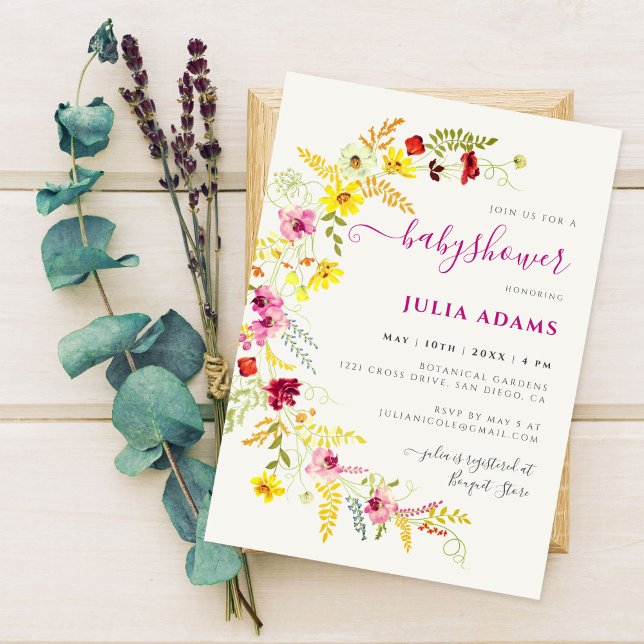 Invitación Flores moradas de orquídeas salvajes flamaron Baby (Subido por el creador)
