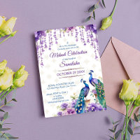 Flores moradas de pavo real Mehndi boda indio