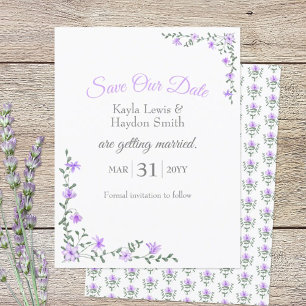 Invitación Flores Moradas, Enredaderas Frondosas Boda Guarda 
