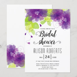 Invitación Flores moradas etéreas boda ducha de novia
