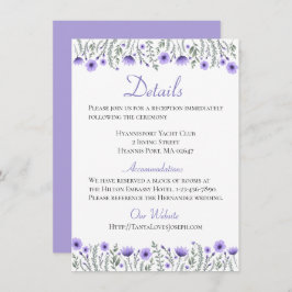 Invitación Flores moradas florales Detalles Boda de instrucci