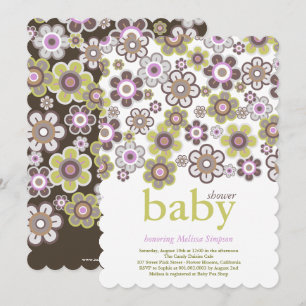 Invitación Flores moradas florecen invitadas a Baby Shower