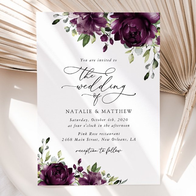 Invitación Flores moradas, flores de ciruela, boho, Boda flor (Subido por el creador)