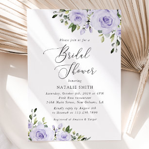 Invitación Flores moradas, flores de lagarto, boho, ducha de 