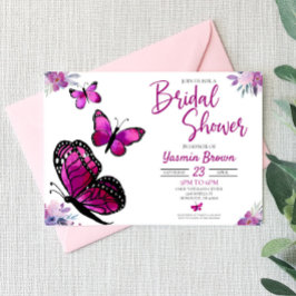 Invitación Flores moradas Flores Mariposa Ducha Bridal