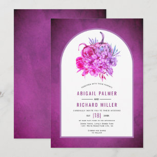 Invitación Flores moradas y calabazas caen en la boda