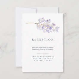 Invitación Flores moradas y la recepción de color de agua de 