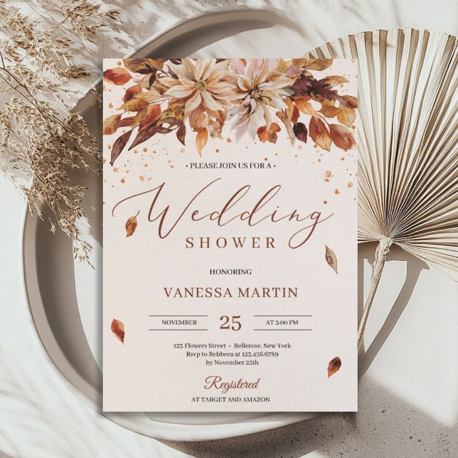 Invitación Flores Naranjas de otoño marigold Wedding Shower (Autumn Orange Flowers Marigold Wedding Shower Invitation)