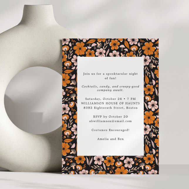 Invitación Flores Naranjas Negras Fiesta de Halloween para Ad (Subido por el creador)