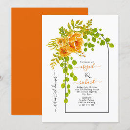 Invitación Flores naranjas y cena de boda arca