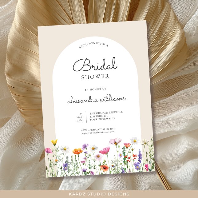 Invitación Flores naturales acuáticas Flores silvestres Ducha (- Invite shown in 5 x 7 inches, choose size, paper and corner style. Buy print or digital invitation)