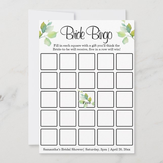 Invitación Flores naturales de acuarela verde elegante (Anverso)