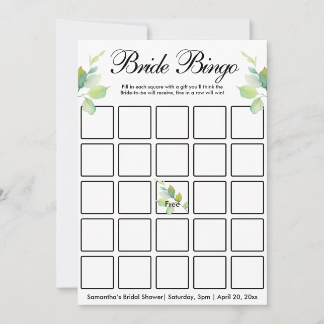 Invitación Flores naturales de acuarela verde elegante (Anverso)