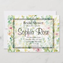 Flores naturales de acuarela verde elegante