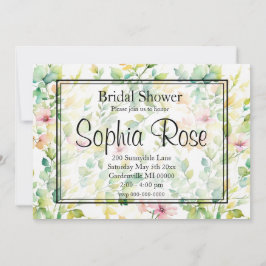 Invitación Flores naturales de acuarela verde elegante