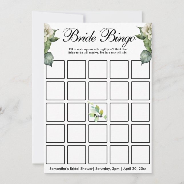 Invitación Flores naturales de acuarela verde elegante (Anverso)