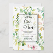 Flores naturales de acuarela verde elegante