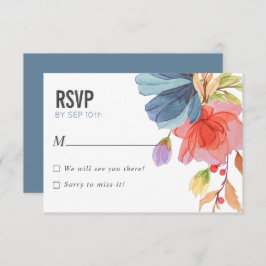 Invitación Flores naturales de agua negrita Boda azul RSVP