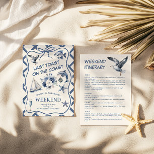 Invitación Flores náuticas e iconos oceánicos Bachelorette