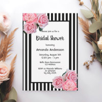 Flores negras blancas rosadas Bridal Shower
