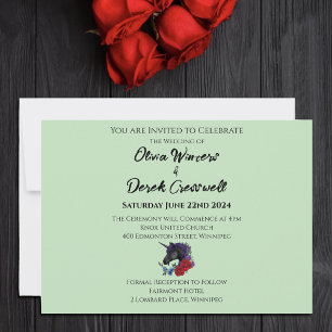 Invitación Flores negras de unicornio morado de salvia roja