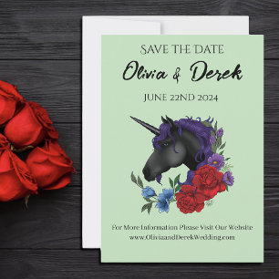 Invitación Flores negras de unicornio morado de salvia roja